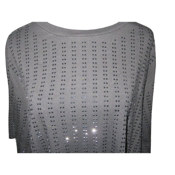 Ontwelfth Black Rhinestone embellished short sleeve tunic 2X PTP 22 Length 26 - Picture 2 of 7